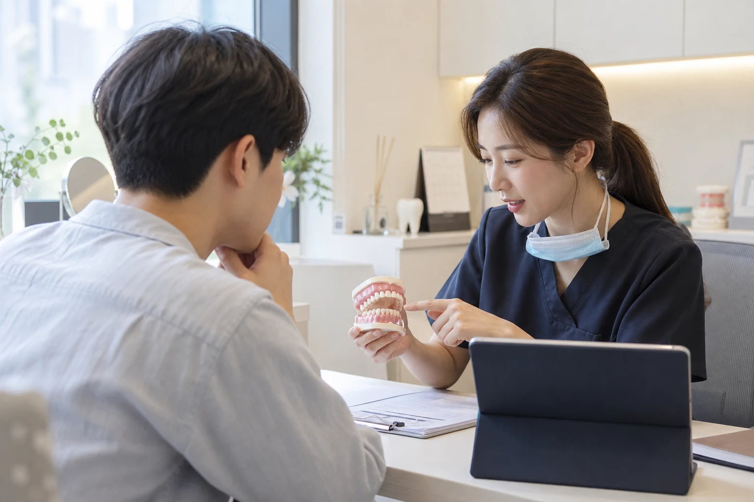 현대적이고 청결한 치과 로비 인테리어